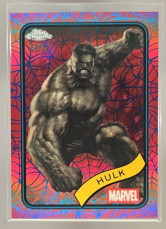 2025 Topps Chrome Marvel Hulk #128 Blue & Red Spider Web Refractor /62 image 0
