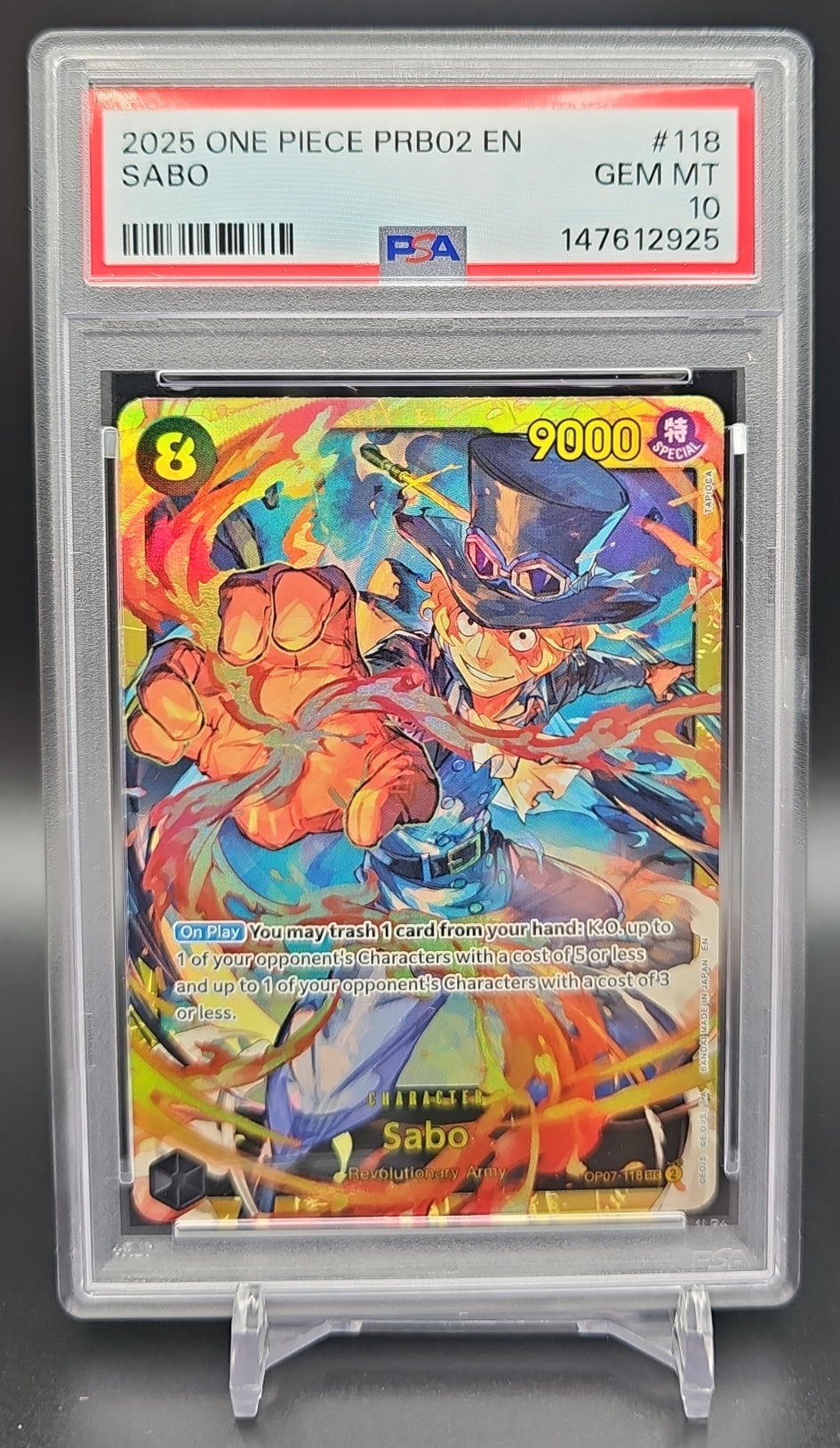 2025 One Piece The Best Vol. 2 Sabo #OP07-118 Promo PSA 10 PSA 10.0 image 0
