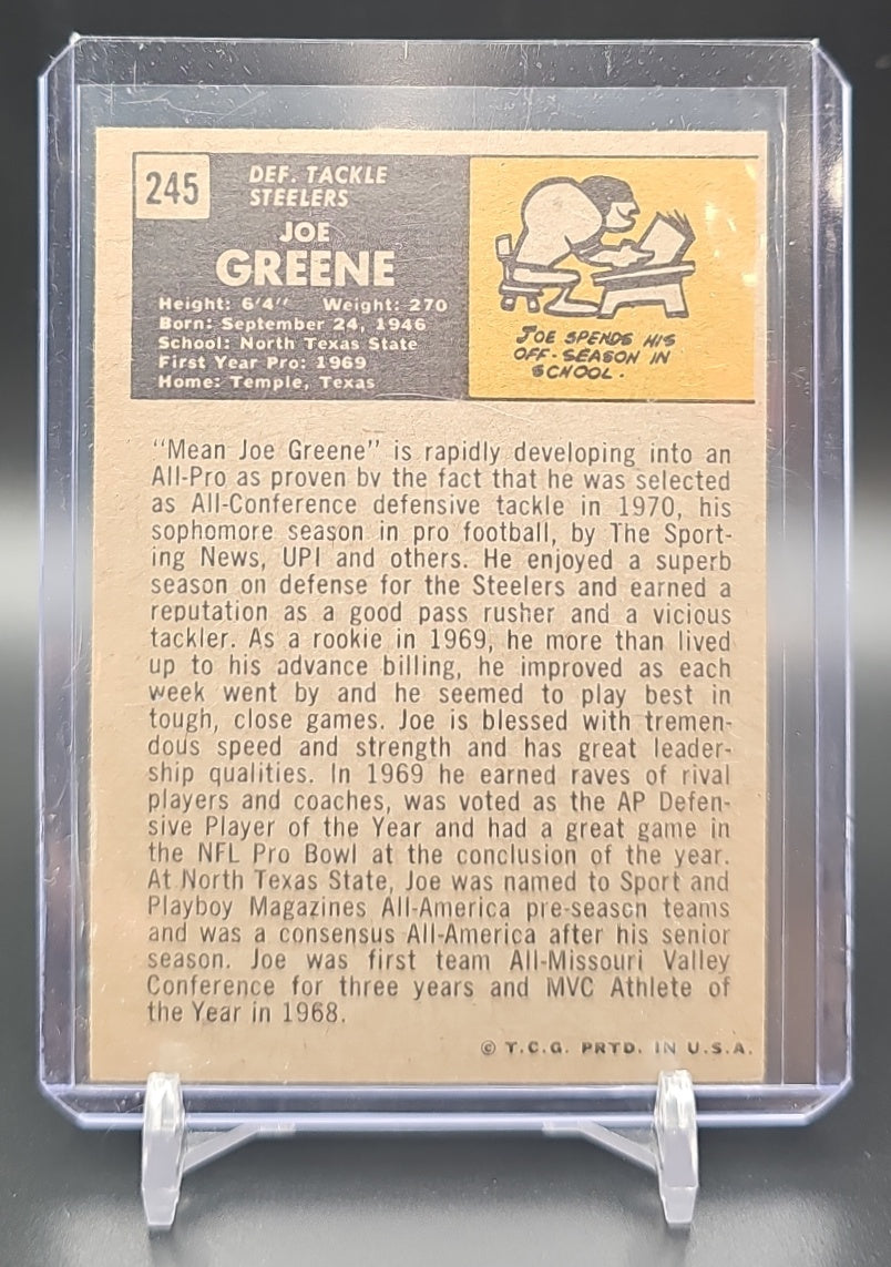 1971 Topps Joe Greene #245 RC All-Star Steelers image 1