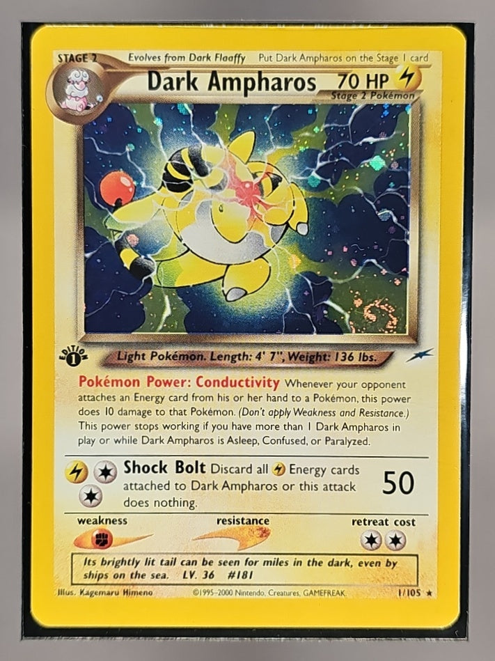 2002 Pokemon Neo Destiny 1st Edition Dark Ampharos #1/105 Holo image 0