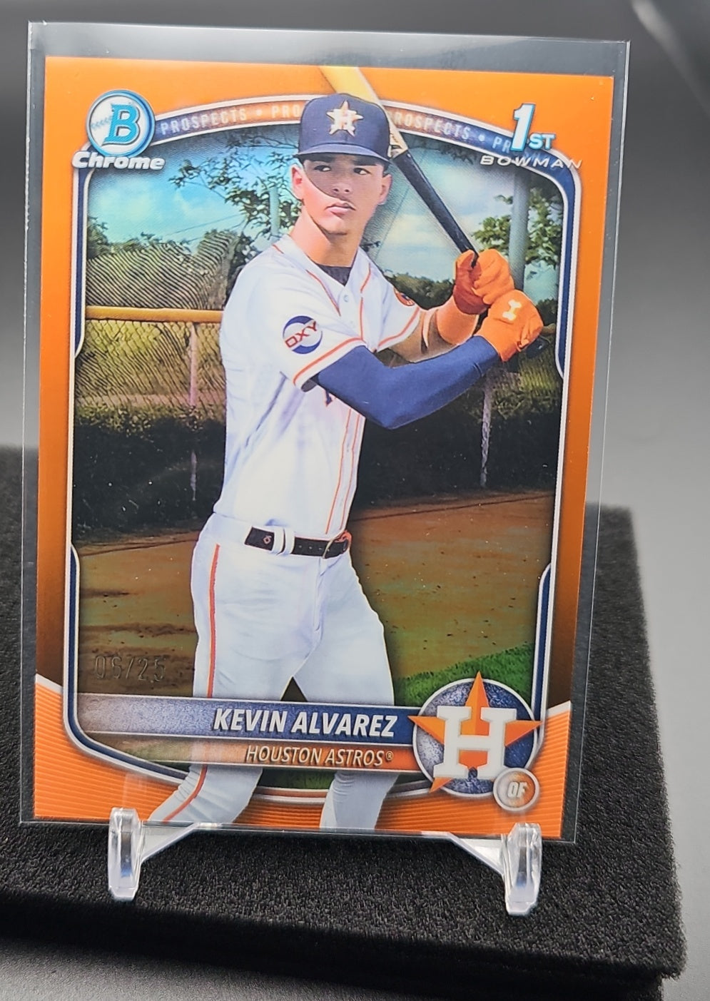 2025 Bowman Chrome Kevin Alvarez #BCP-227 Orange Refractor /25 1st Prospect image 0