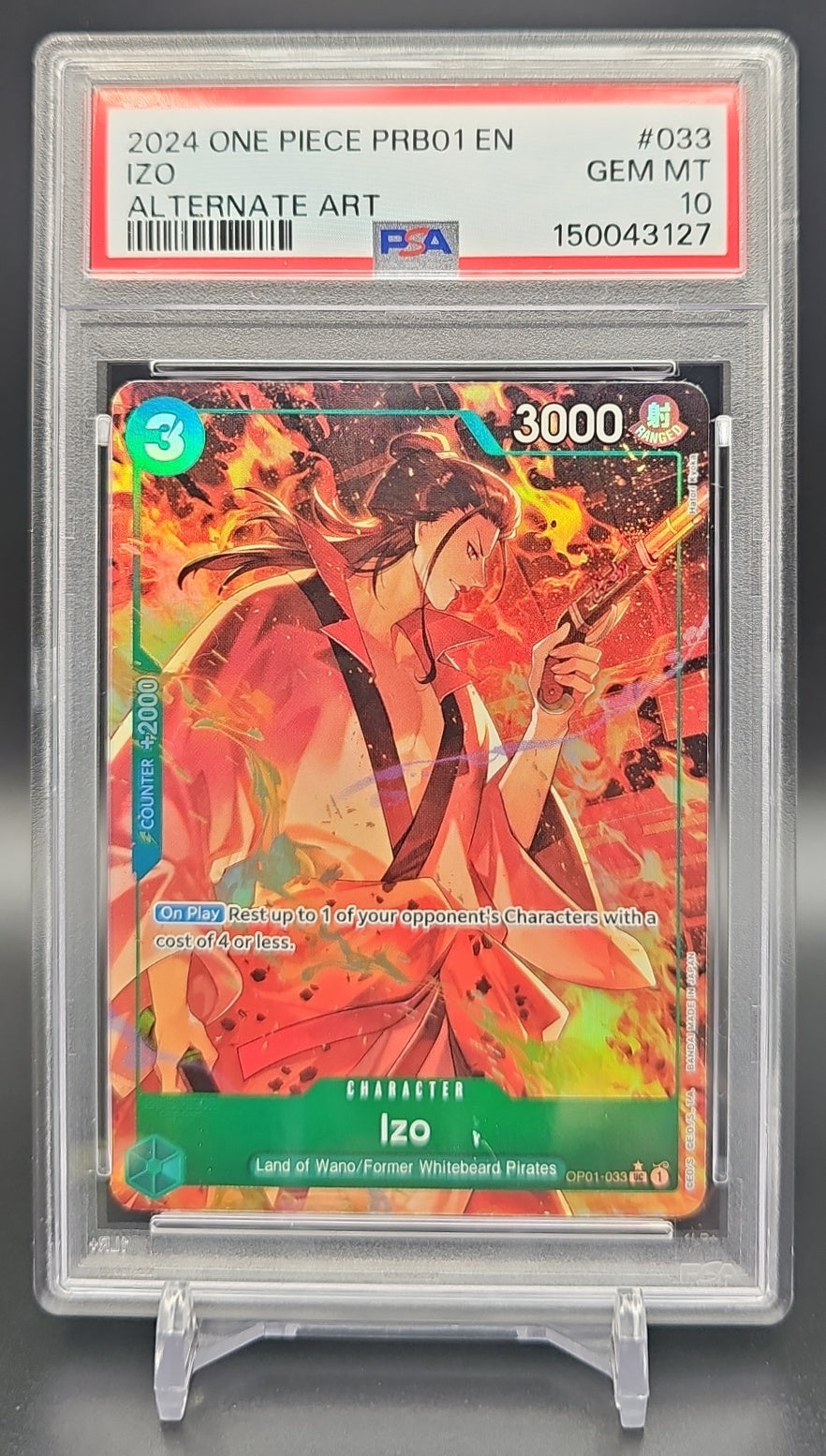 2022 One Piece Romance Dawn Izo #OP01-033 Uncommon PSA 10 Alt Art PSA 10.0 image 0