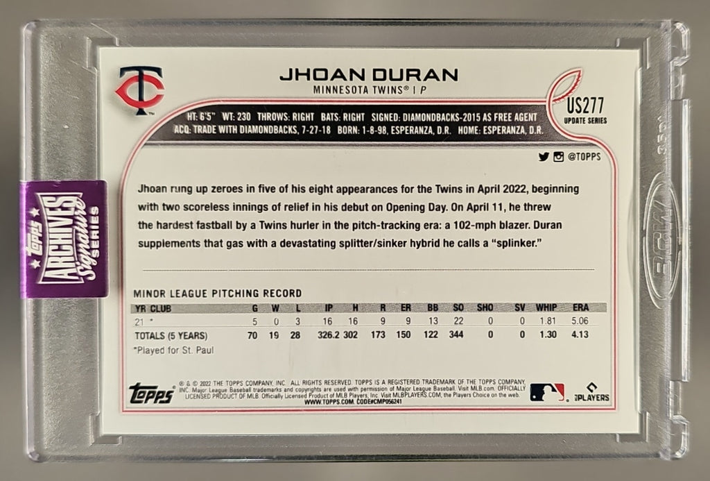 2025 Topps Archives Jhoan Duran Auto image 1