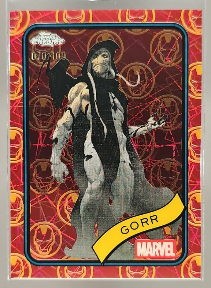 2025 Topps Chrome Marvel Gorr #45 Iron Man Red & Gold Lazer Refractor /100 image 0