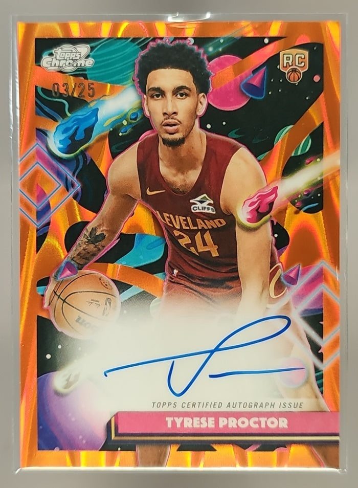 2025 Topps Cosmic Chrome Tyrese Proctor #CCA-TP Auto Orange Galactic Refractor /25 RC image 0