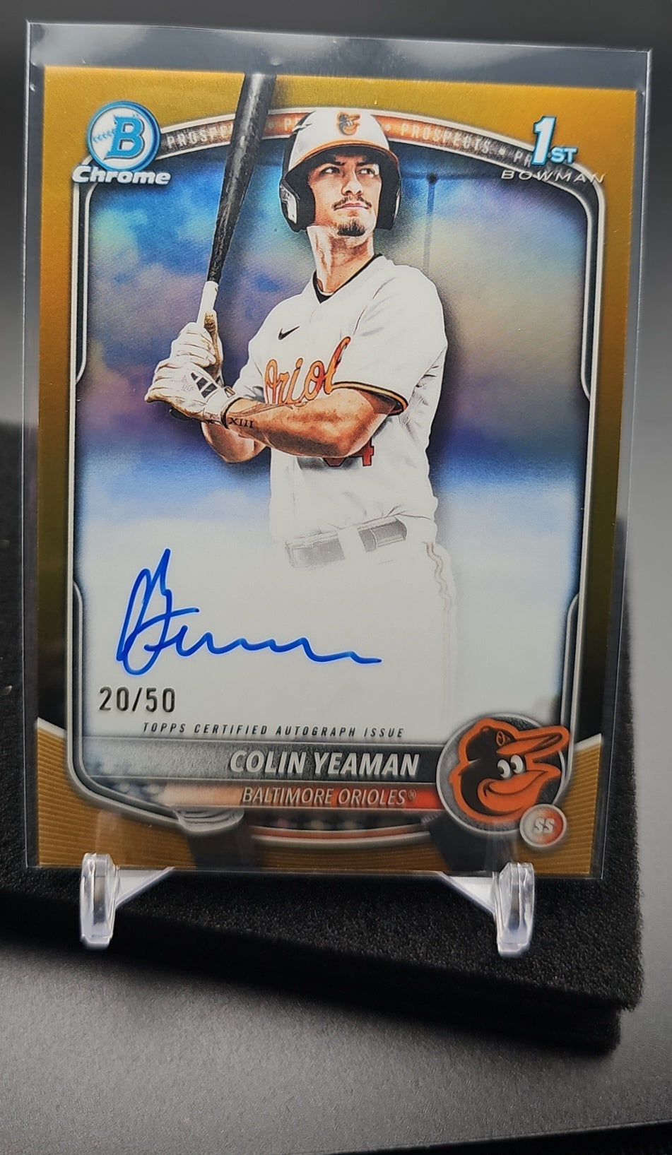 2025 Bowman Draft Colin Yeaman #CPA-CY Chrome Auto Gold Refractor /50 1st Prospect image 0