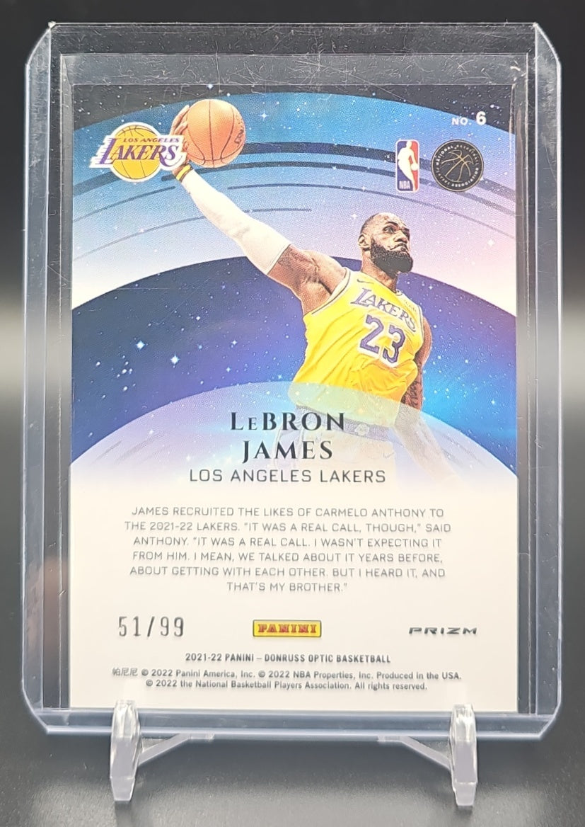 2021-22 Panini Donruss Optic LeBron James #6 Star Gazing Red Prizm 51/99 Lakers image 1