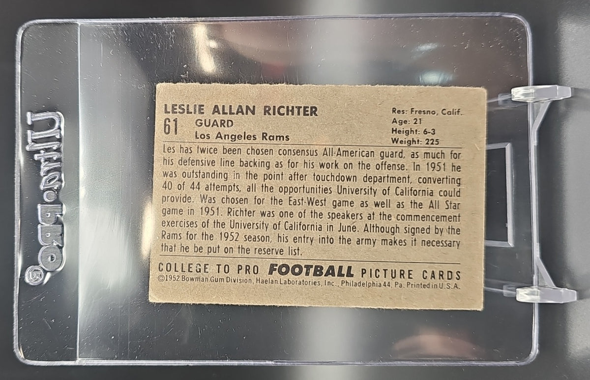 1952 Bowman Large Leslie Richter #61 RC Rams image 1