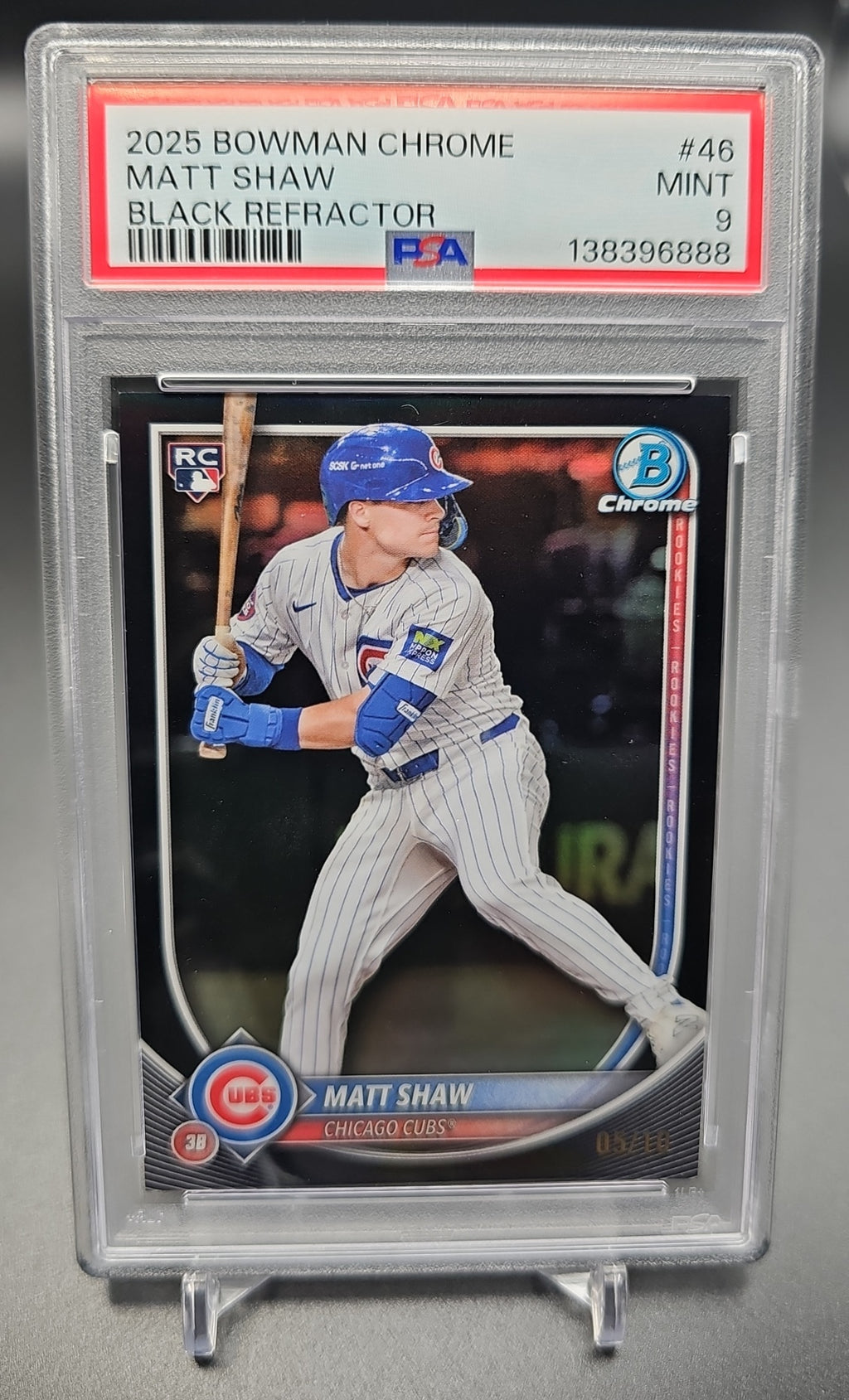 2025 Bowman Chrome Matt Shaw #46 Black Refractor /10 RC Cubs PSA 9 PSA 9.0 image 0