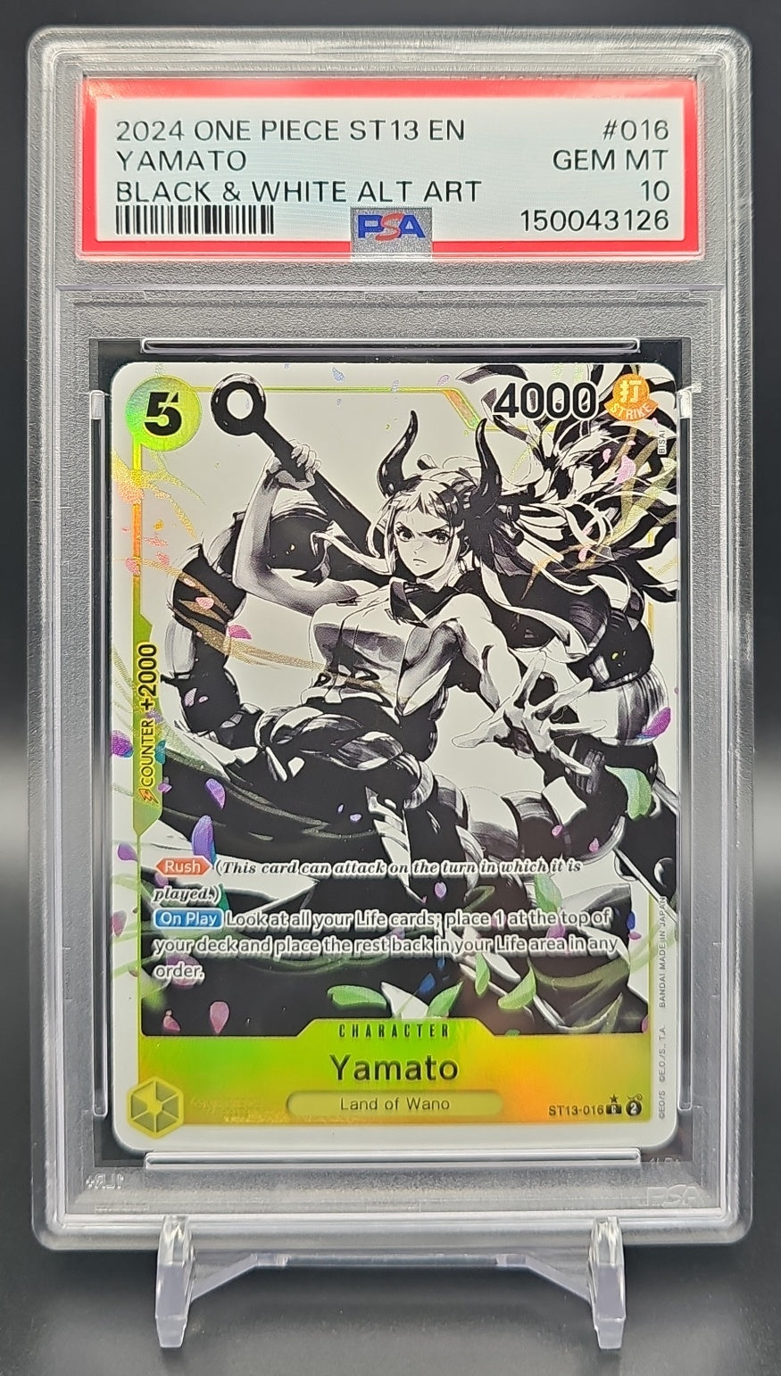 2024 One Piece ST13 EN Yamato Black and White Alt Art PSA 10.0 image 0