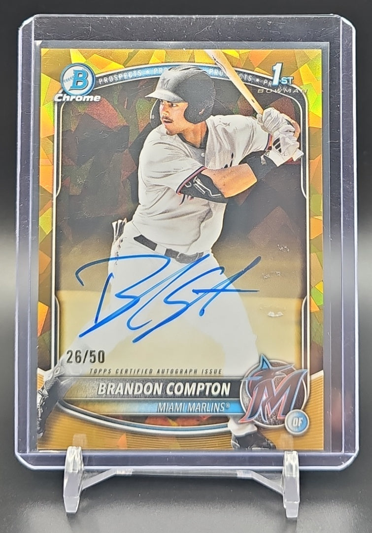 2025 Bowman Draft Sapphire Brandon Compton #CPA-BCO Chrome Auto Gold Refractor /50 1st Prospect nan nan image 0