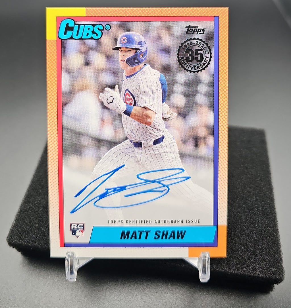 2025 Topps Update Matt Shaw #90A-MSH 1990 Auto RC Cubs image 0