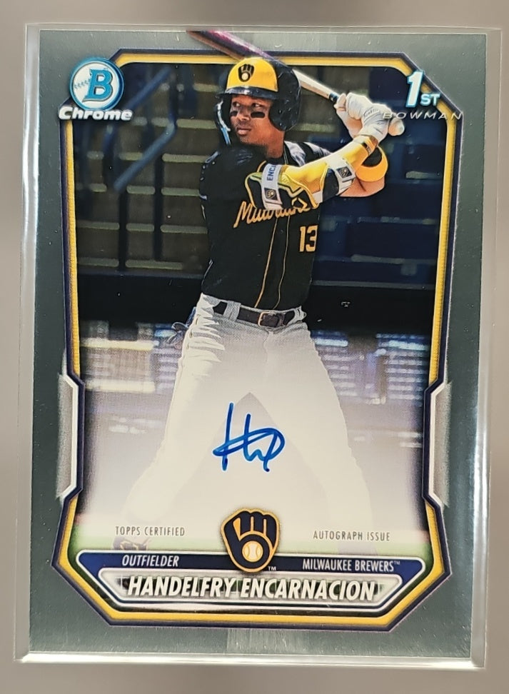 2026 Bowman Handelfry Encarnacion #CPA-HE Chrome Auto 1st Prospect Brewers image 0