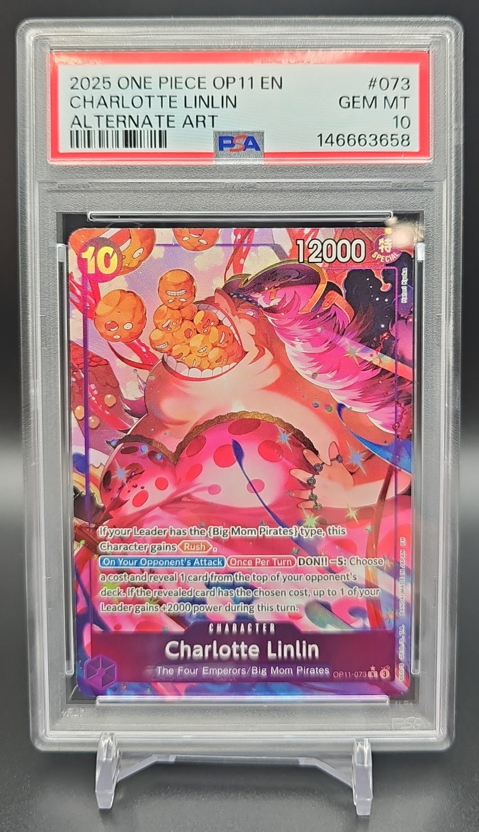 2025 One Piece A Fist of Divine Speed Charlotte Linlin #OP11-073 Rare Alternative Art PSA 10 PSA 10.0 image 0