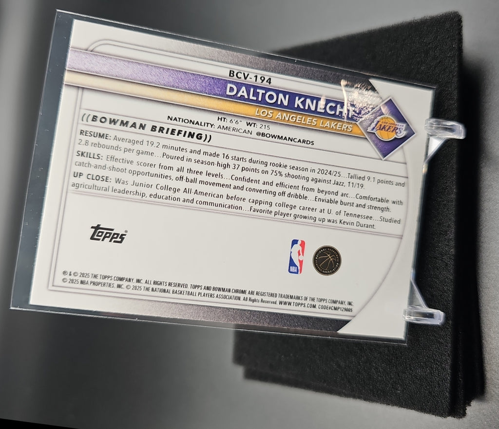 2025-26 Bowman Dalton Knecht #BCV-194 Chrome Blue Refractor 20/150 Lakers image 1