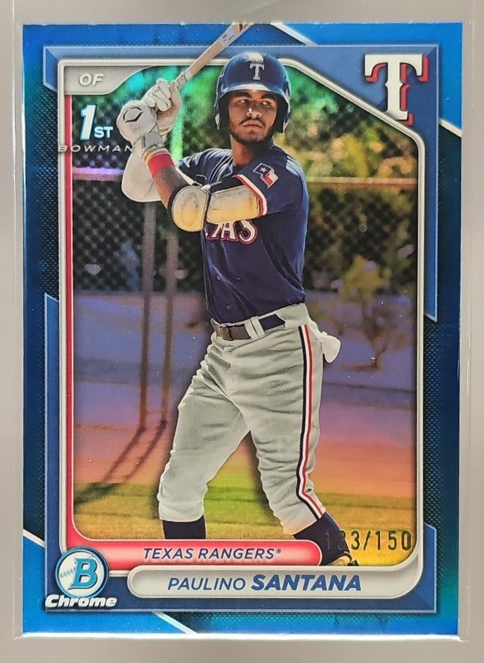 2024 Bowman Chrome Paulino Santana #BCP-245 Blue Refractor /150 1st Prospect image 0