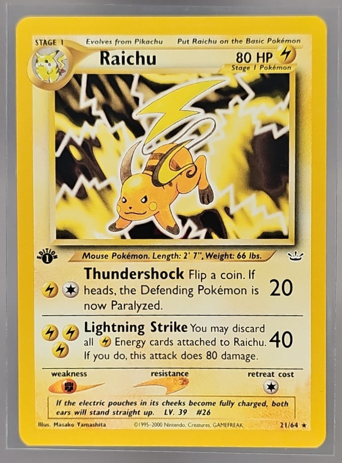 2001 Pokemon Neo Revelation 1st Edition Raichu #21/64 image 0