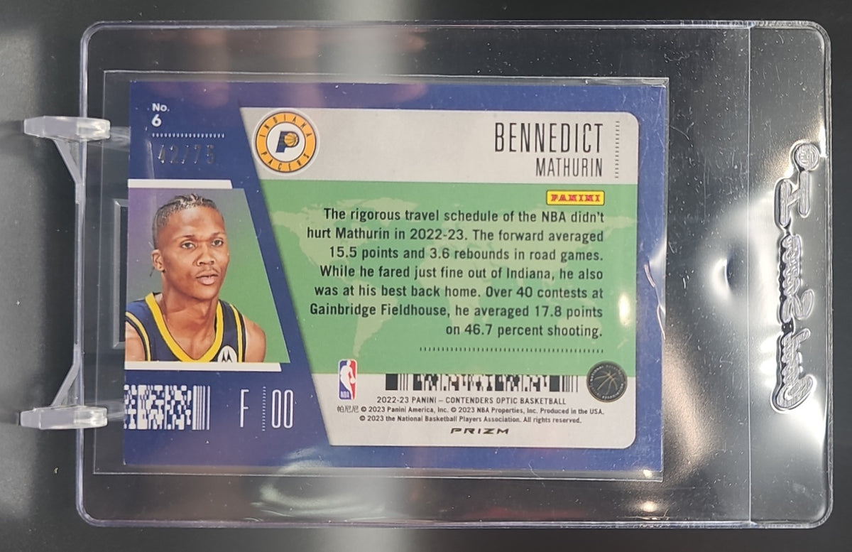 2022 Panini Contenders Optic Bennedict Mathurin #15 Illusion Blue Cracked Ice /75 RC image 1