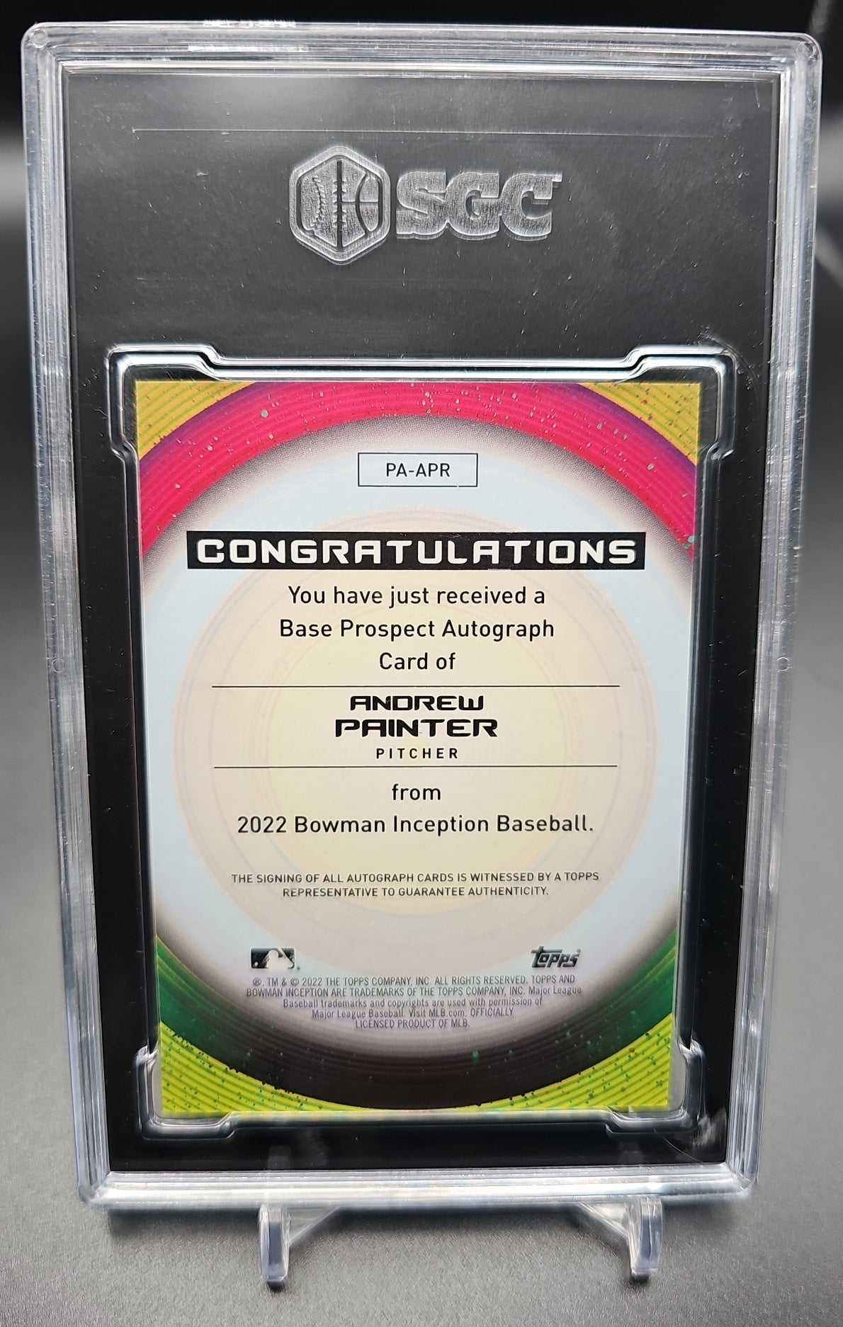 2022 Bowman Inception Andrew Painter #PA-APR Prospect Auto /399 Phillies SGC 10 SGC 10.0 image 1