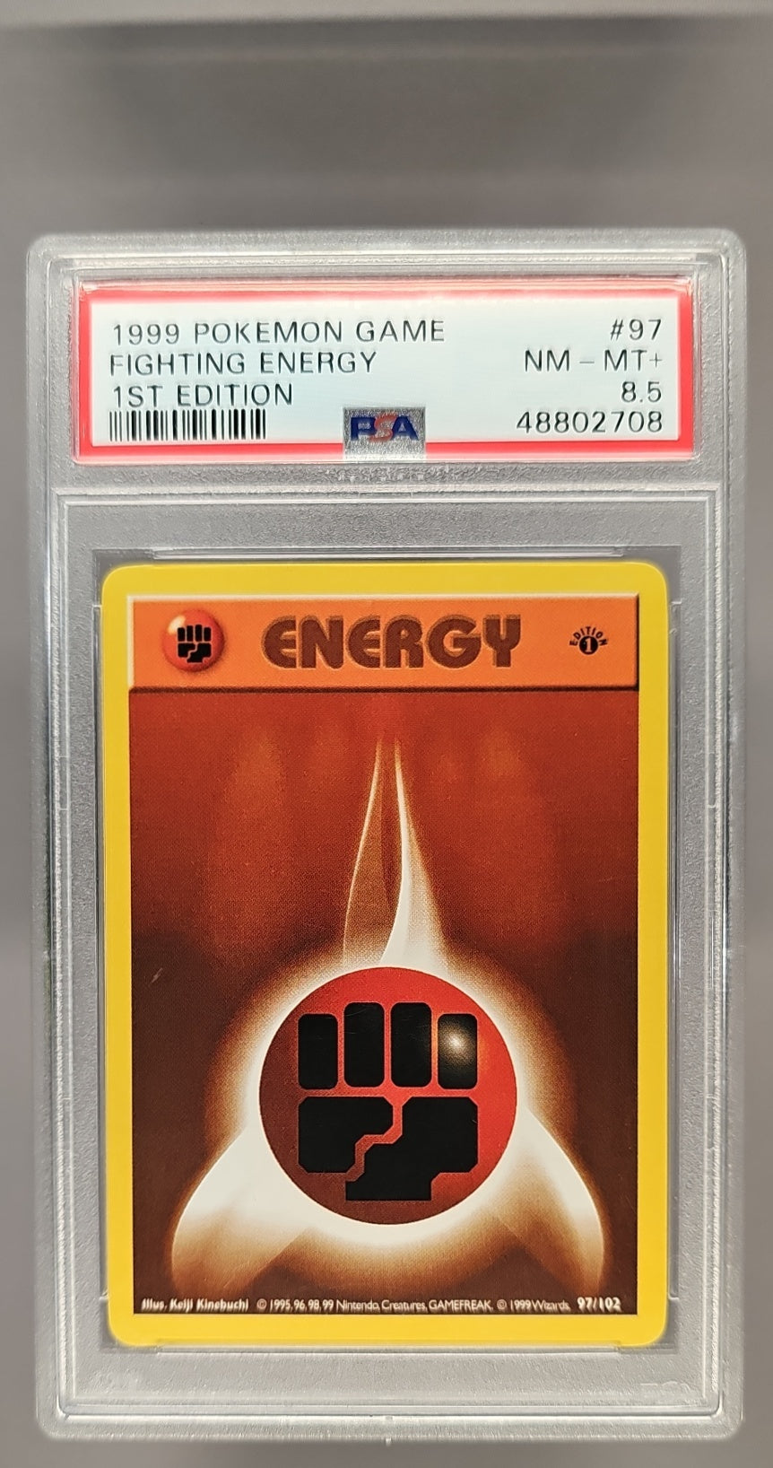 1999 Pokemon Unlimited Fighting Energy #97/102 Set PSA 8.5 image 0