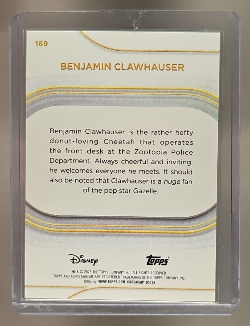 2025 Topps Chrome Disney Benjamin Clawhauser #169 Black Wave Refractor 8/10 image 1