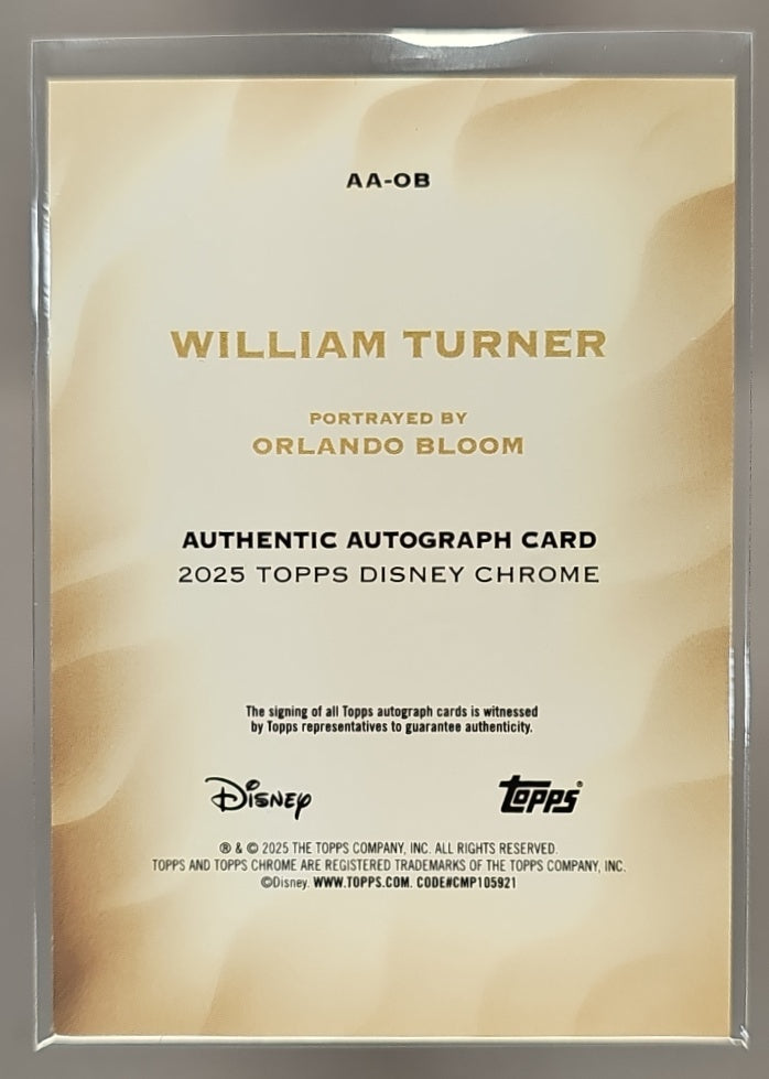2025 Topps Chrome Disney Orlando Bloom #AA-OB Authentic Auto Mickey Mouse Logo Refractor /28 image 1