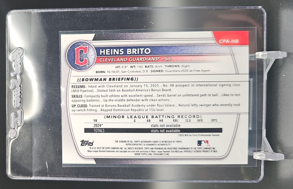 2025 Bowman Chrome Heins Brito #CPA-HB Auto Gold Refractor /50 1st Prospect nan nan image 1