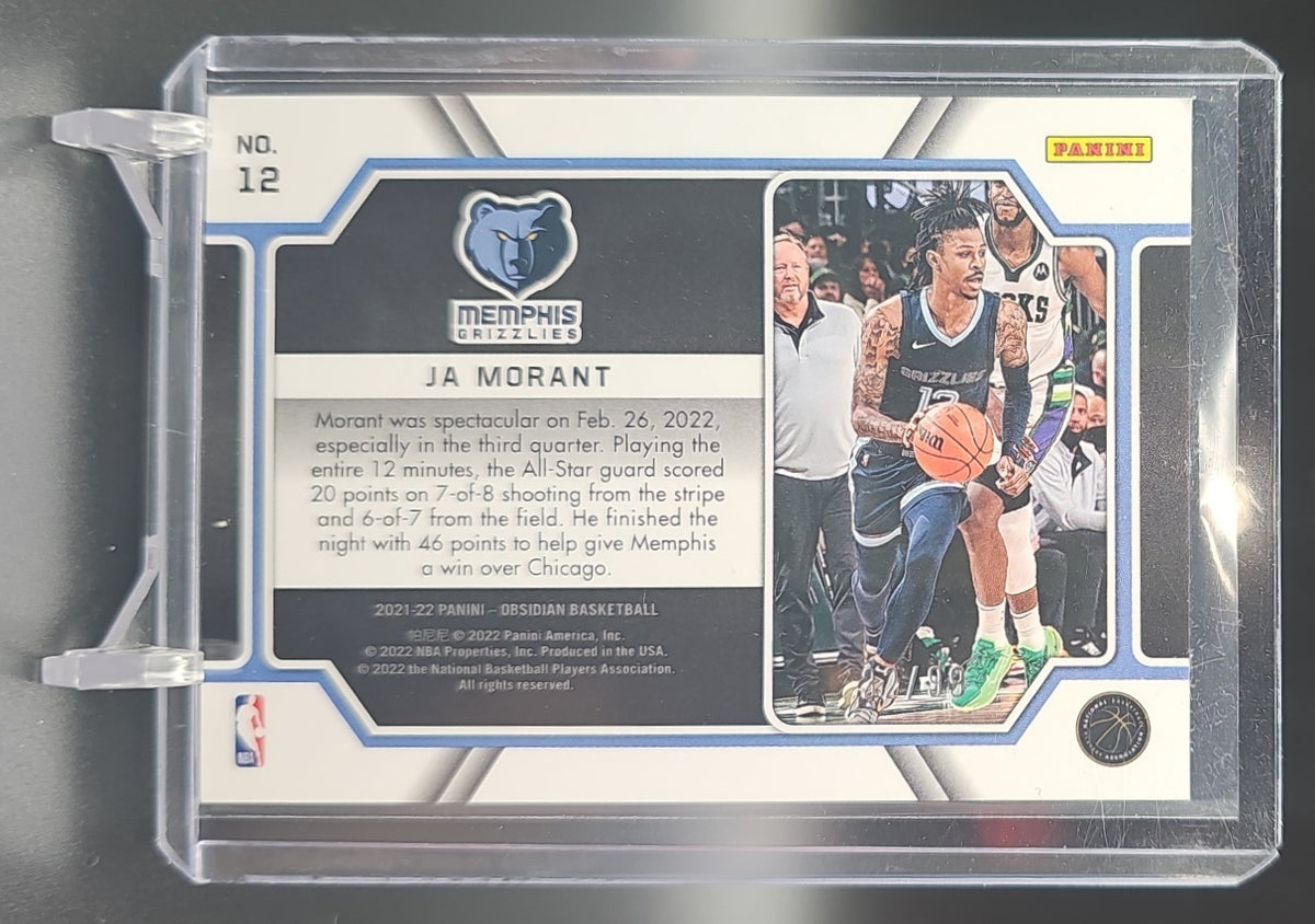 2021-22 Panini Obsidian Ja Morant #12 Pitch Black 7/99 Grizzlies image 1