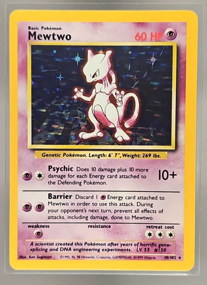 1999 Pokemon Unlimited Mewtwo #10/102 Set Rare Holo image 0