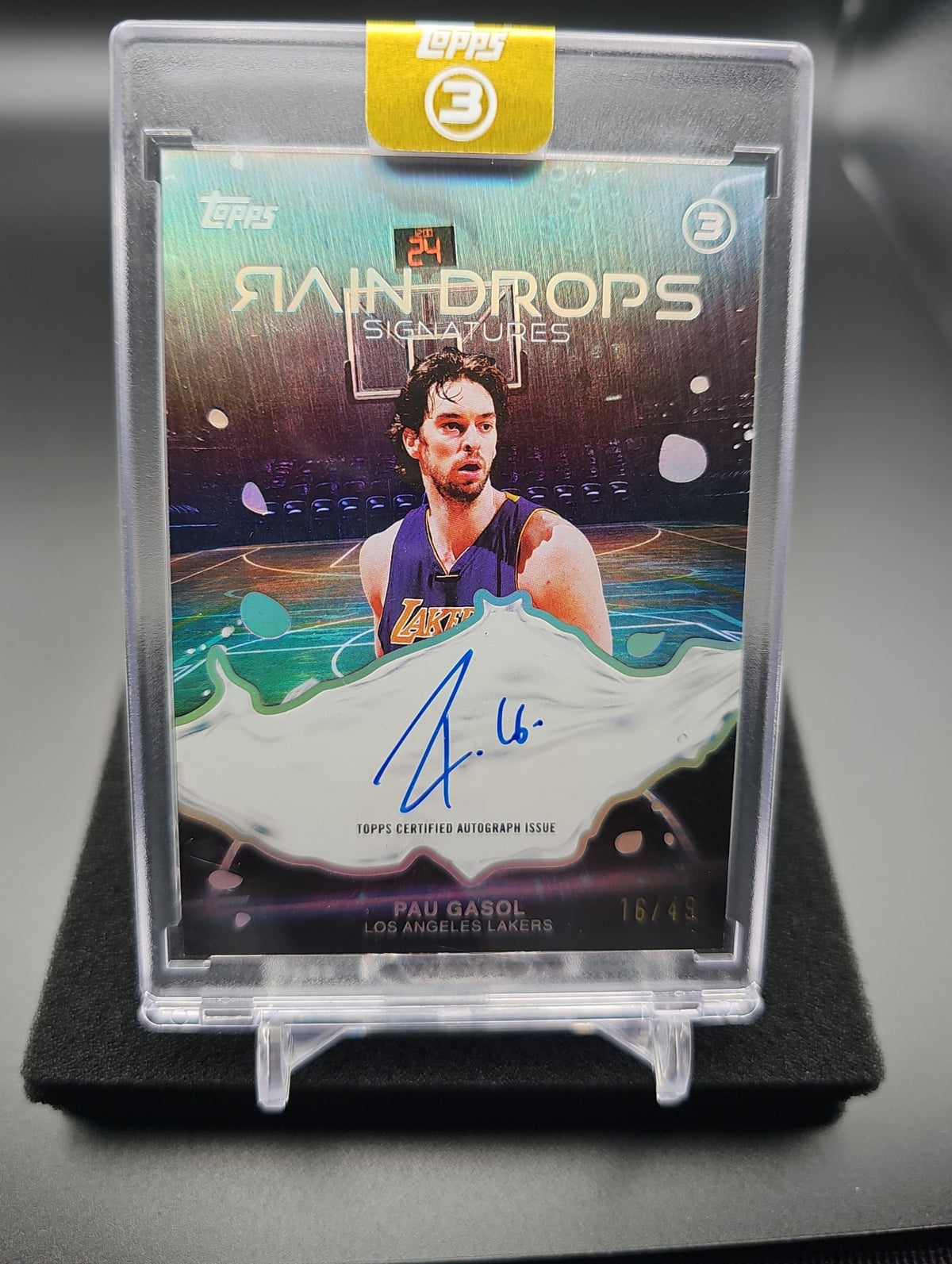 2025-26 Topps Three Pau Gasol #RS-PG Raindrops Signatures 16/49 Auto Lakers image 0