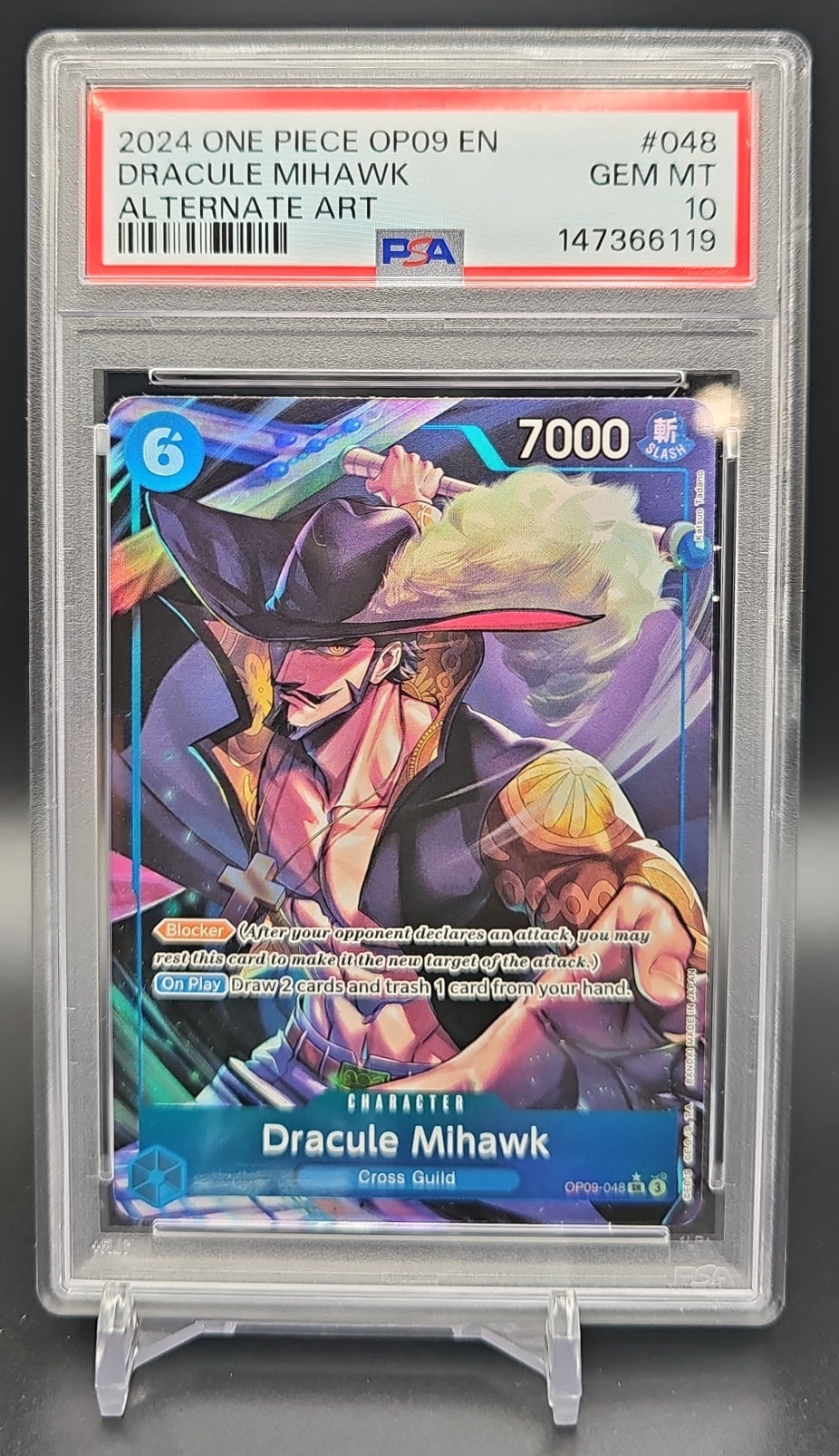 2024 One Piece Emperors in the New World Dracule Mihawk #OP09-048 Super Rare Alternative Art PSA 10 PSA 10.0 image 0