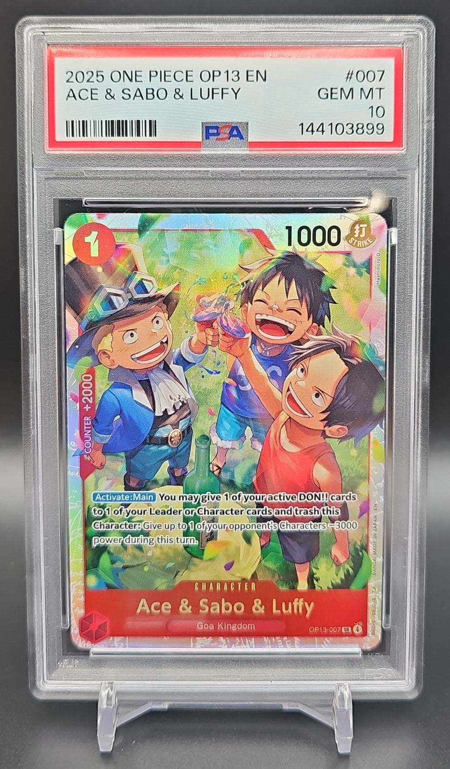 2025 One Piece Carrying On His Will Ace & Sabo Luffy #OP13-007 Super Rare PSA 10 PSA 10.0 image 0