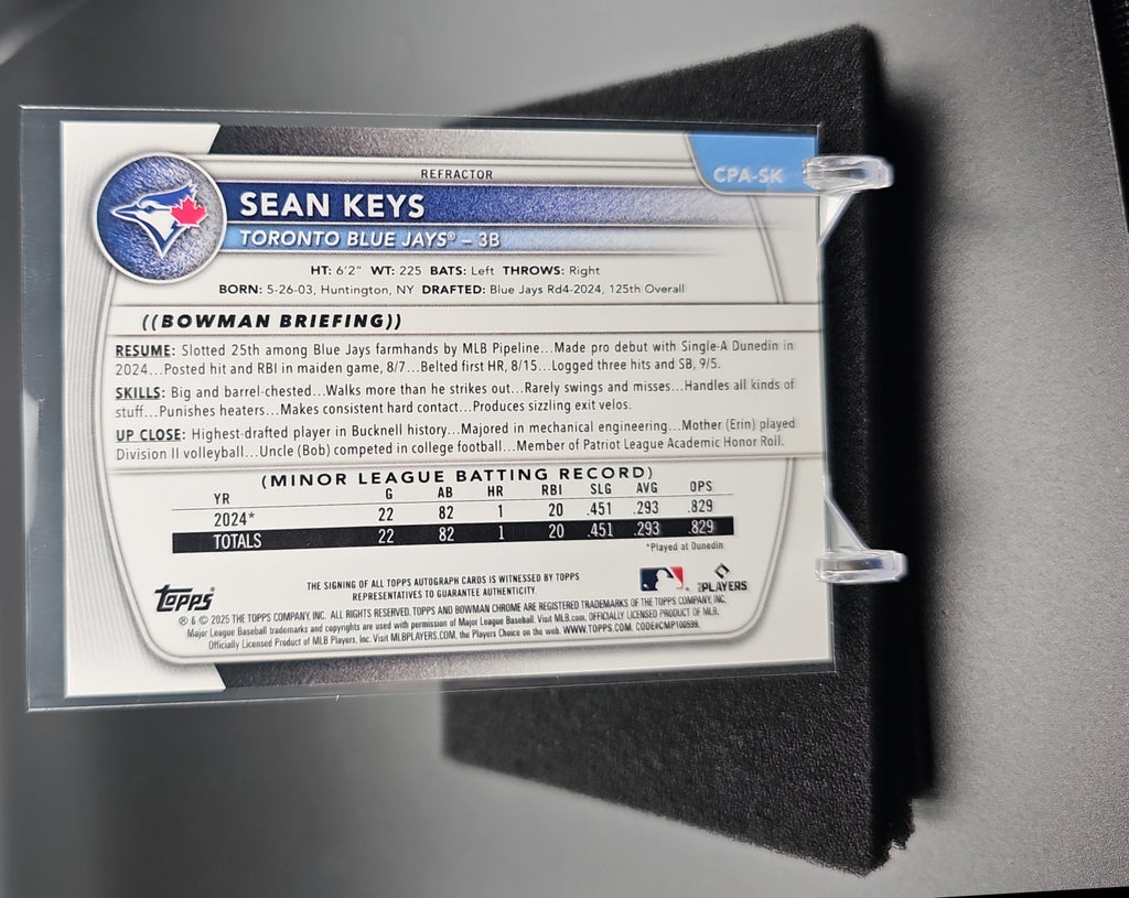 2025 Bowman Sean Keys #CPA-SK Chrome Auto Refractor /499 1st Prospect image 1