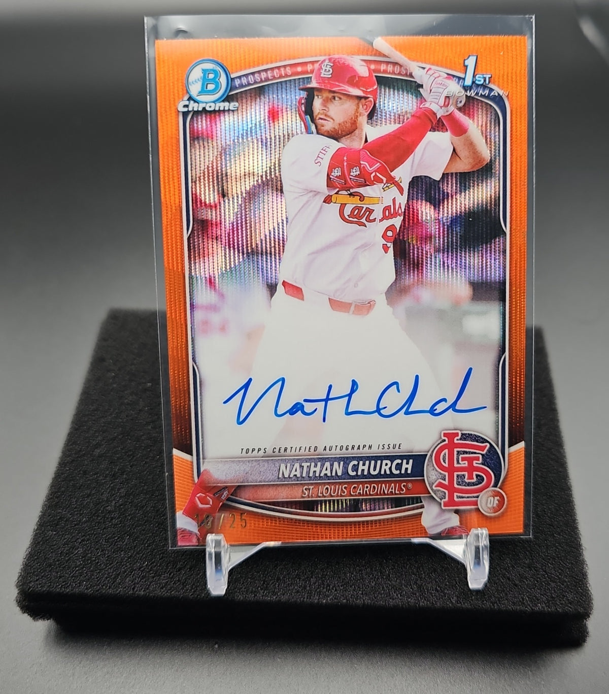 2025 Bowman Chrome Nathan Church #CPA-NCH Auto Orange Wave Refractor /25 1st Prospect image 0