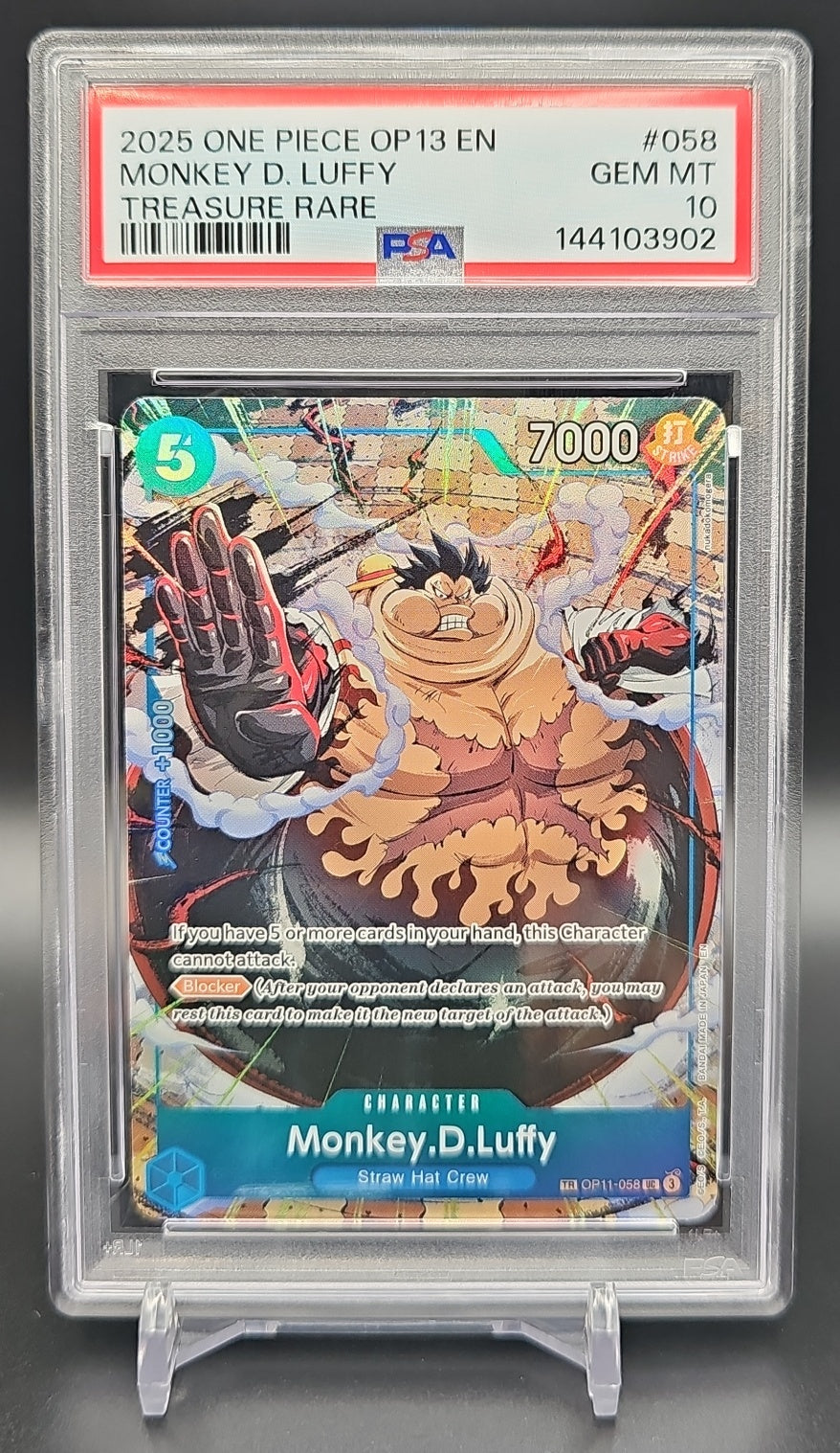 2025 One Piece Carrying On His Will Monkey D. Luffy #OP11-058 Treasure Rare PSA 10 PSA 10.0 image 0