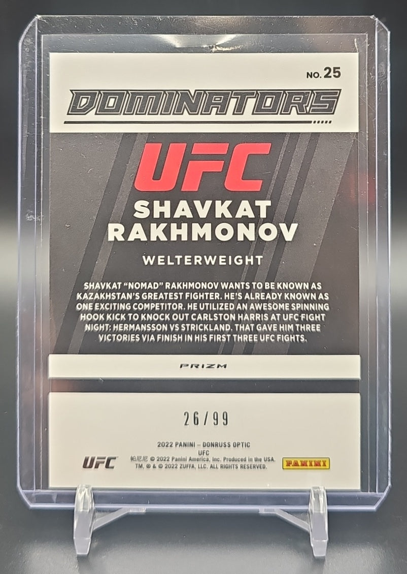 2022 Panini Donruss Optic UFC Shavkat Rakhmonov #25 Dominators Red 26/99 image 1
