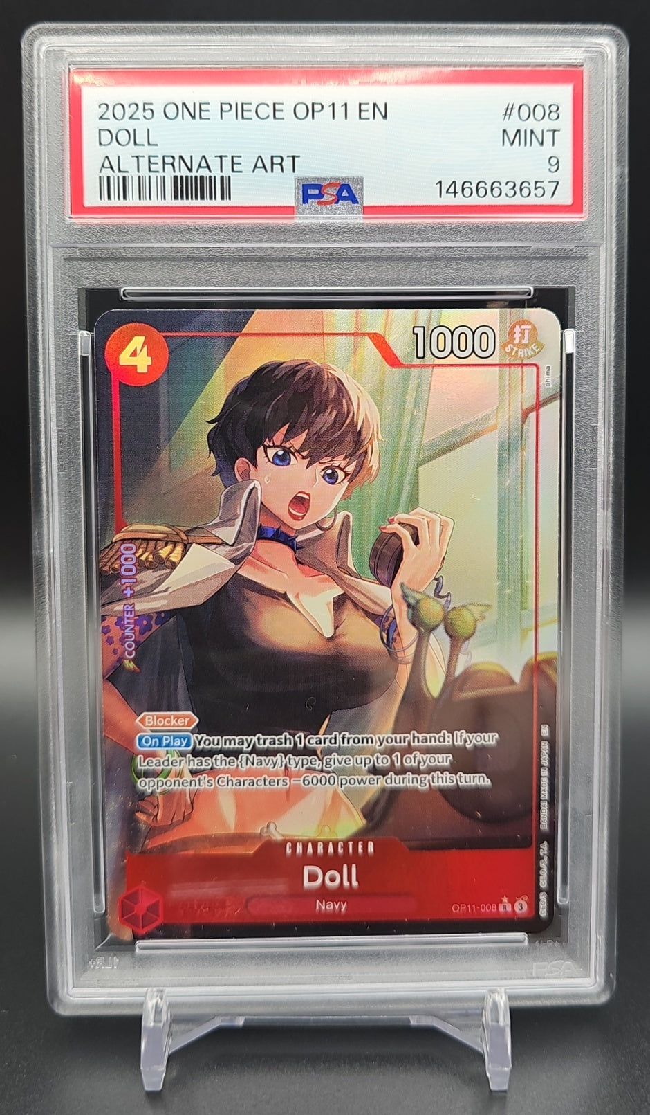 2025 One Piece A Fist of Divine Speed Doll #OP11-008 Rare Alternative Art PSA 9 PSA 9.0 image 0
