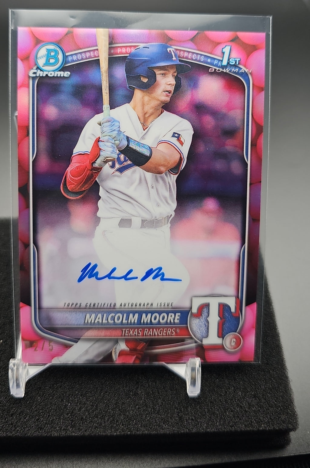2025 Bowman Malcolm Moore #CPA-MMO Chrome Auto Gum Ball Refractor /5 1st Prospect image 0