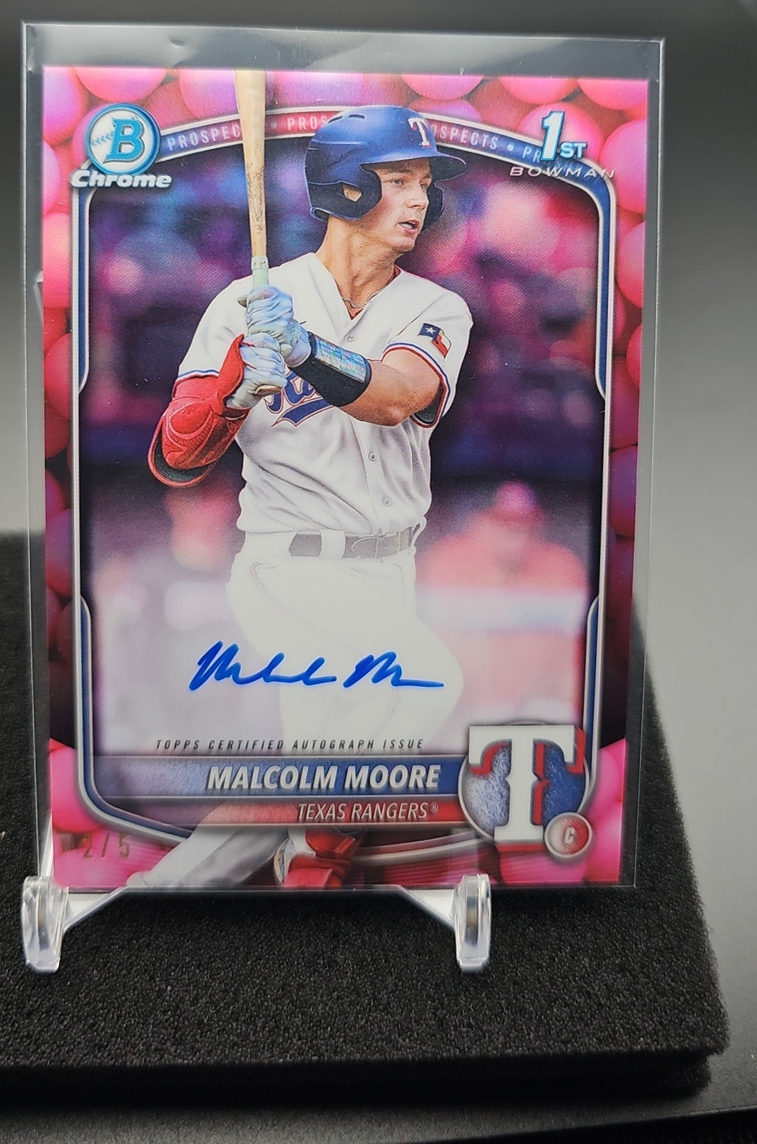 2025 Bowman Malcolm Moore #CPA-MMO Chrome Auto Gum Ball Refractor /5 1st Prospect image 0