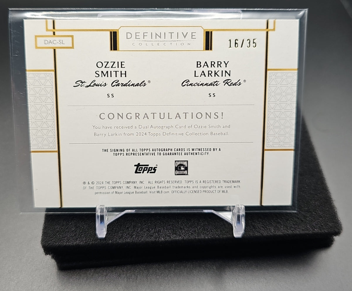 2024 Topps Definitive Collection Barry Larkin Ozzie Smith #DAC-SL Dual Auto /35 image 1