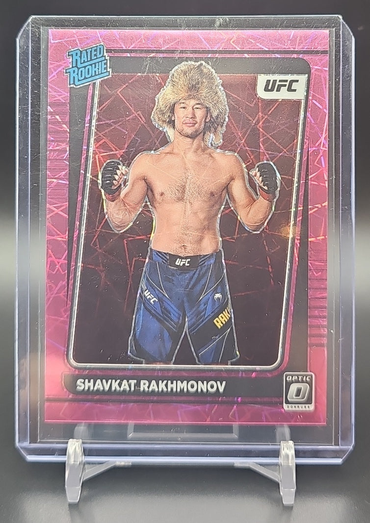 2022 Panini Donruss Optic UFC Shavkat Rakhmonov #115 Pink Velocity Prizm /79 Rated Rookie image 0