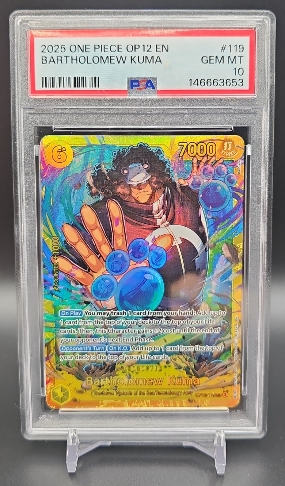 2025 One Piece Legacy of the Master Bartholomew Kuma #OP12-119 Secret Rare PSA 10 PSA 10.0 image 0