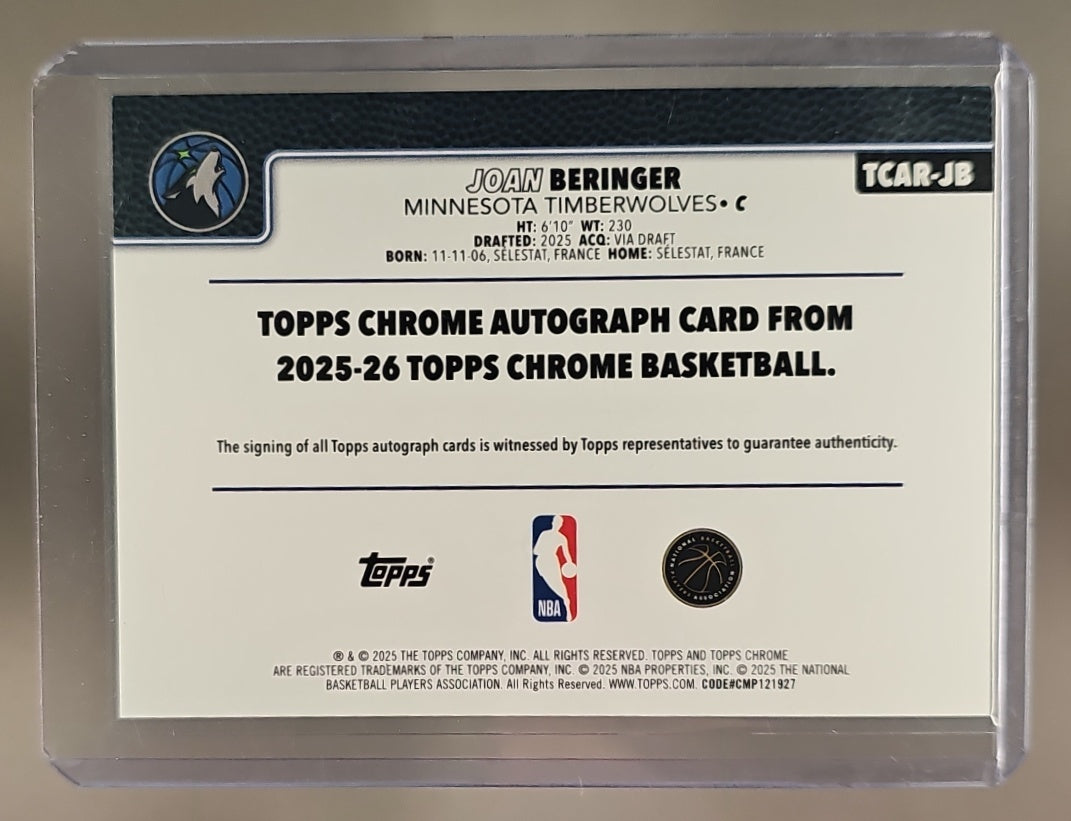 2025 Topps Chrome Sapphire Joan Beringer #TCAR-JB Rookie Auto Black Refractor /10 RC image 1