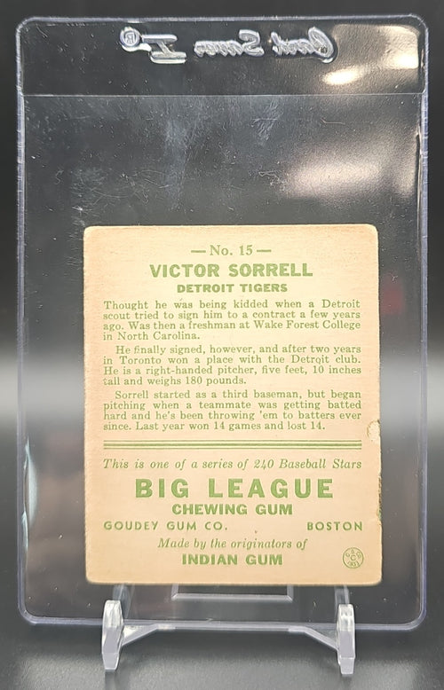 1933 Goudey R319 Victor Sorrell #15 RC Tigers image 1