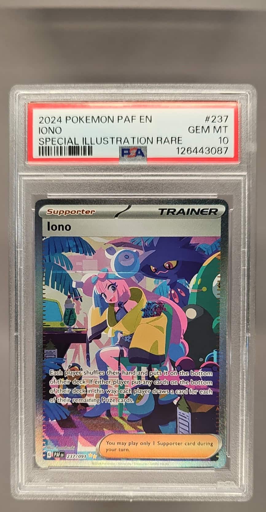 2024 Pokemon Paldean Fates Iono #237/091 PSA 10 image 0