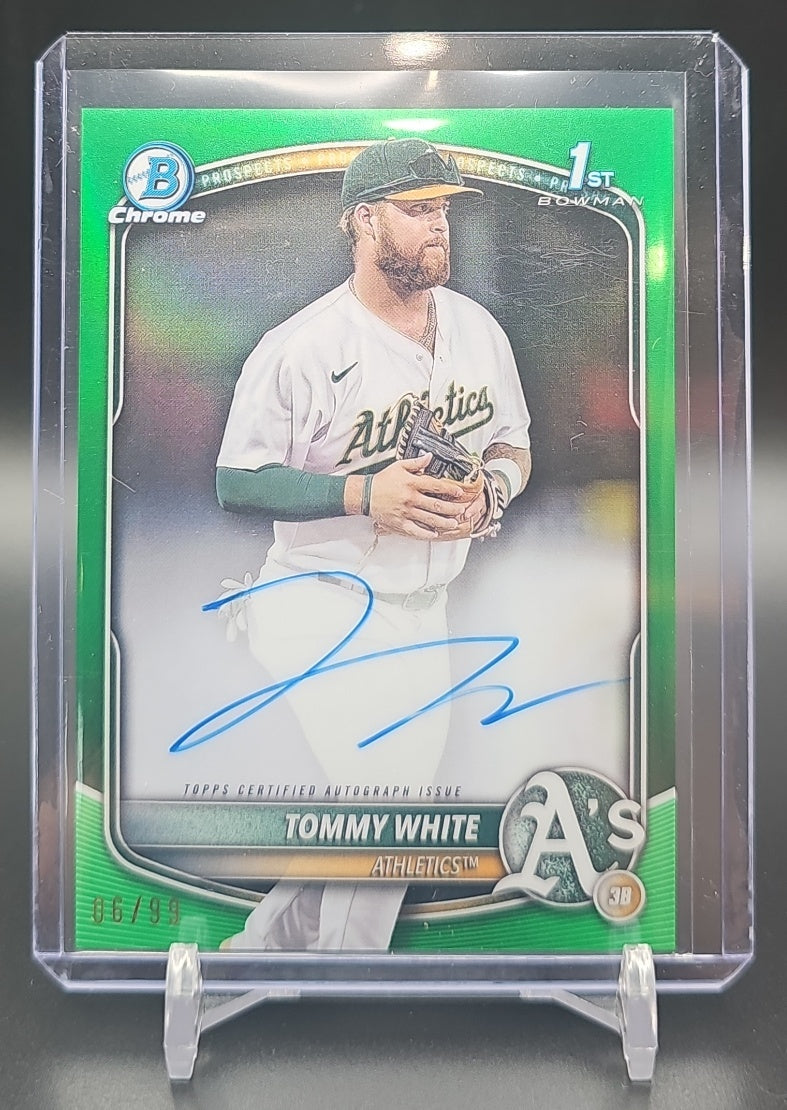 2025 Bowman Chrome Tommy White #CPA-TWH Auto Green Refractor /99 1st Prospect image 0