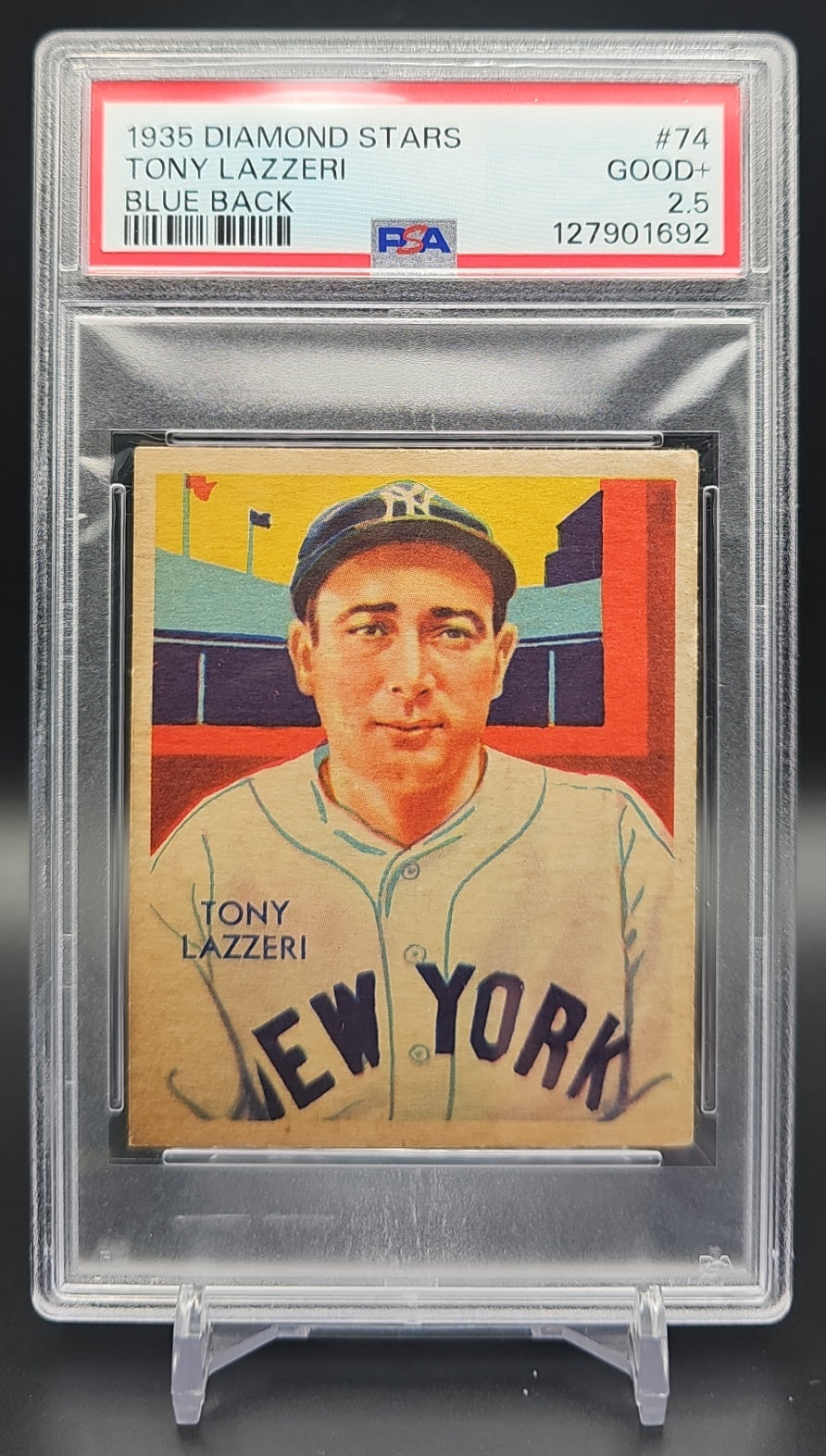 1935 Best Tony Lazzeri #74 Diamond Stars Blue back PSA 2.0 image 0