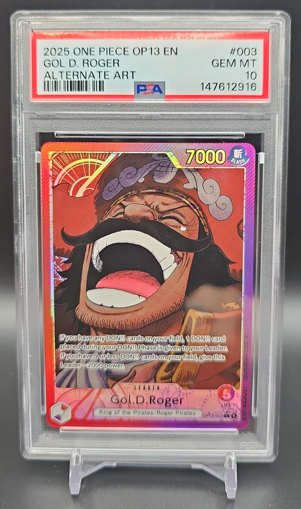 2025 One Piece Carrying On His Will Gol D. Roger #OP13-003 Leader PSA 10 PSA 10.0 image 0