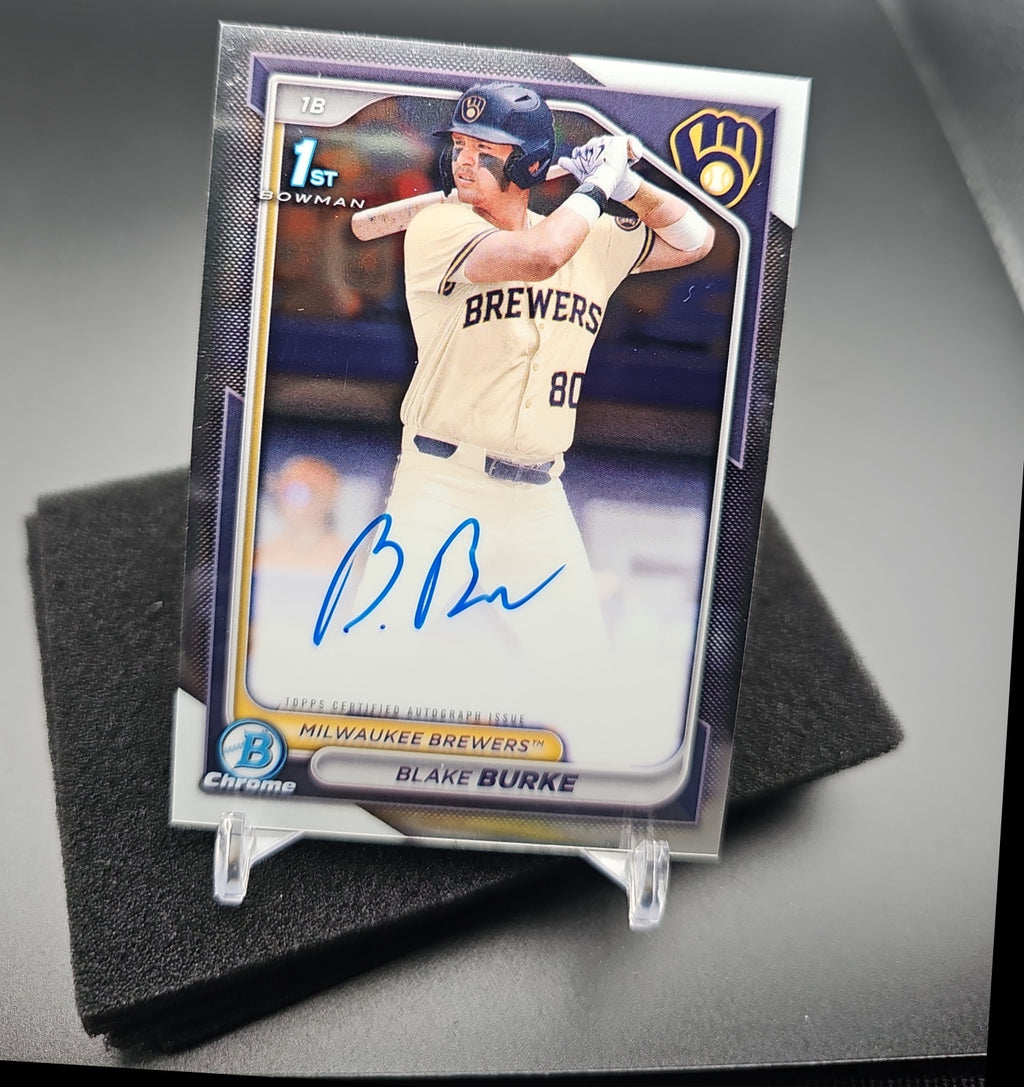 2024 Bowman Draft Blake Burke #CPA-BB Chrome Auto 1st Prospect Brewers image 0