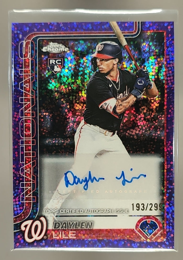 2025 Topps Chrome Update Daylen Lile #AC-DL Auto Purple Speckle Refractor /299 RC image 0